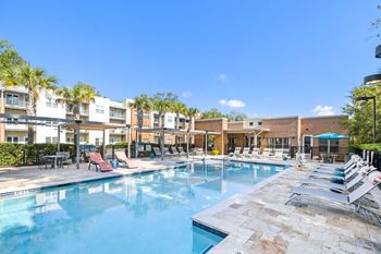 Swimming pool with relaxing sundecks